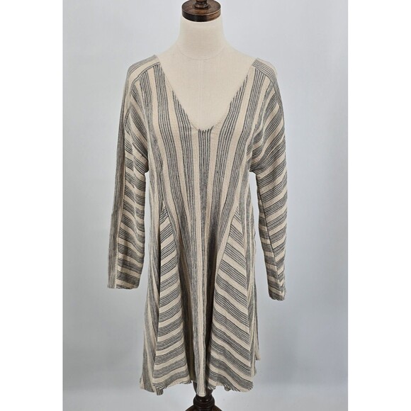 Zara Dresses & Skirts - Zara Dress Women's M Tan with Black Stripes Stretch Gauze